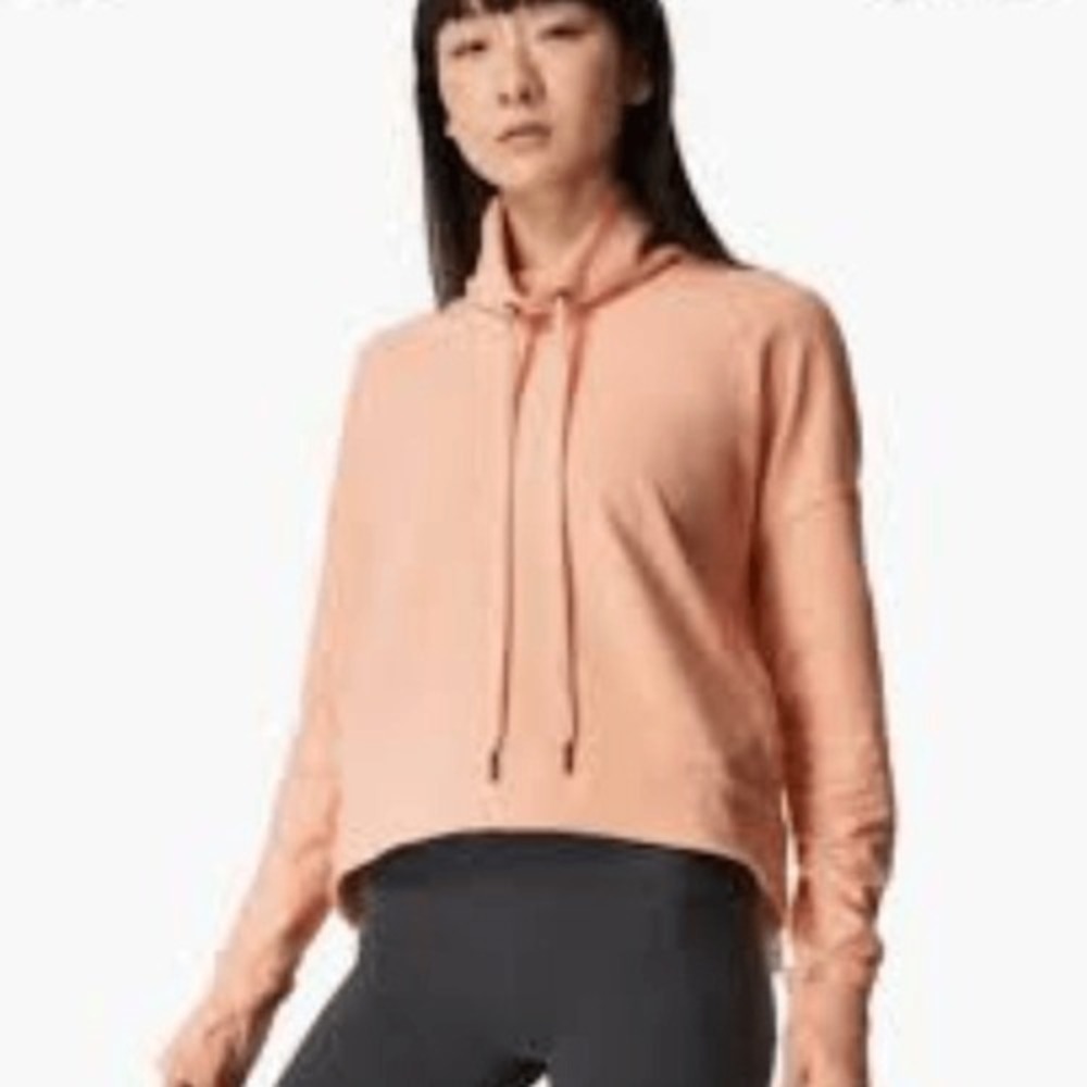 Sweaty Betty Pullover Funnel Neck Peach Apricot High Low Sweatshirt Womens